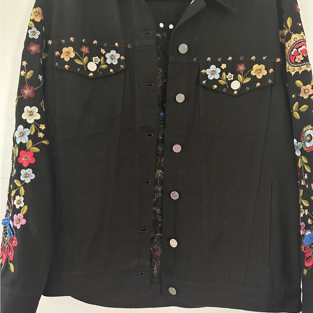 Mazie Denim Embroidered Jacket - Picture 3 of 4